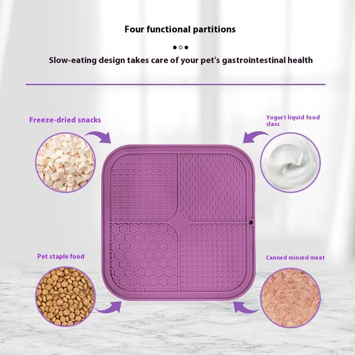 Cat licking mat with compartments – dog licking mat purple.