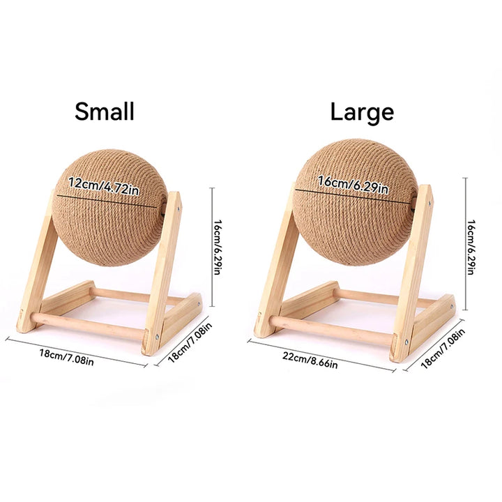 Comparison of small and large cat scratching ball