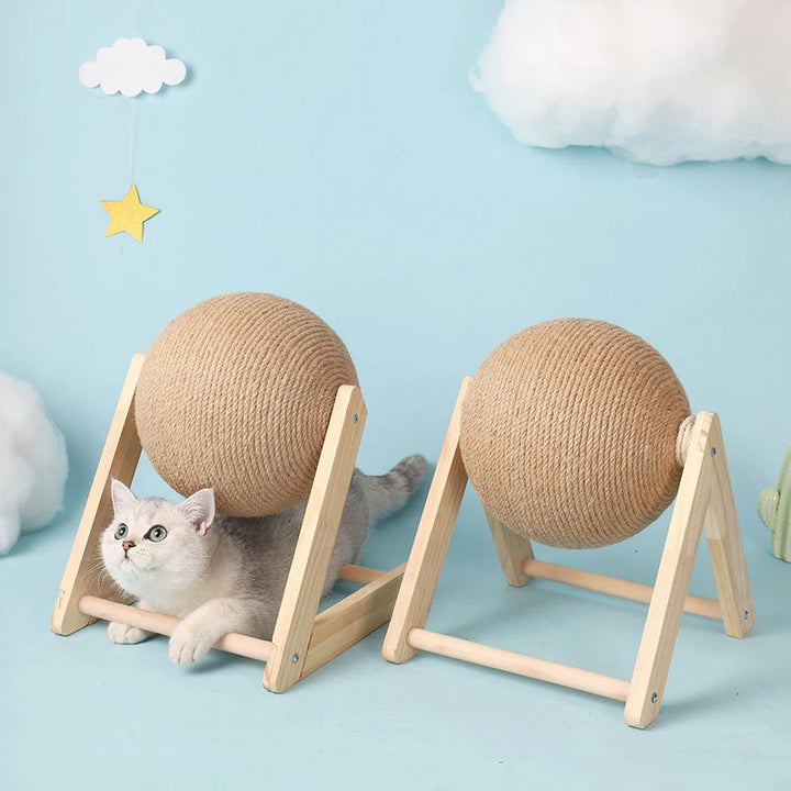 Cat playing with cat scratching ball