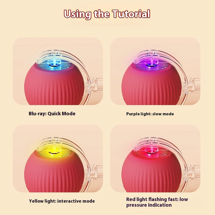 Cat ball toy instructions showing light modes