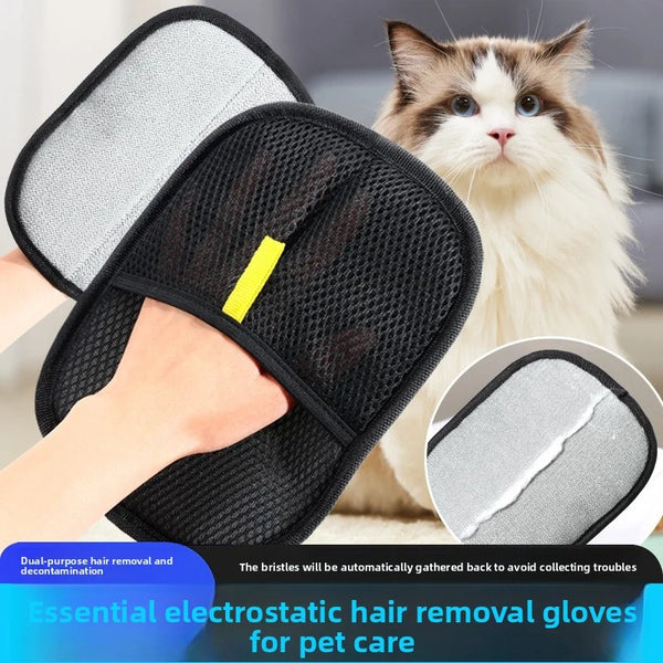 Pet grooming glove cat hair remover with electrostatic design