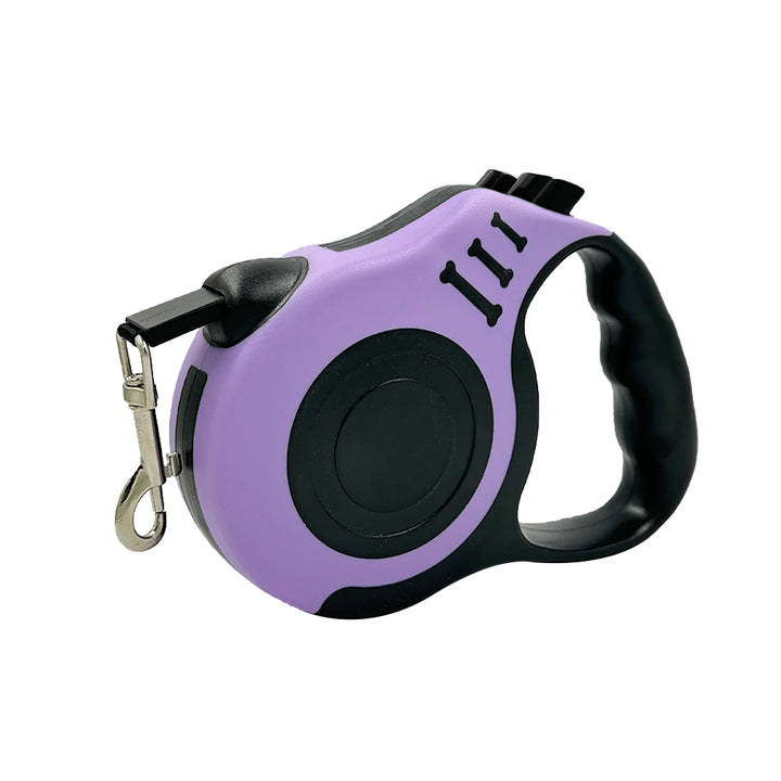 Purple and black retractable dog leash