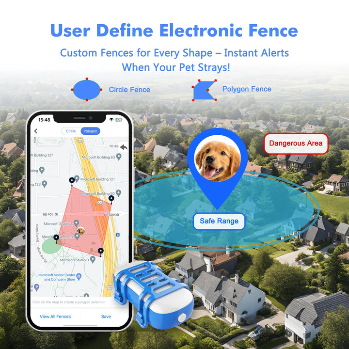 Dog GPS Tracker with smartphone app.