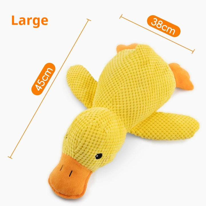 Dog Plush Toy duck in yellow with size measurements