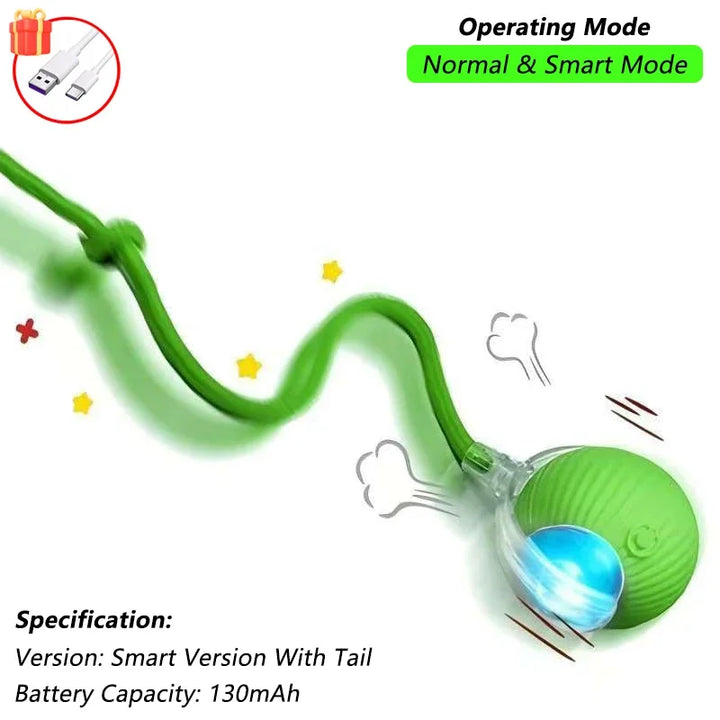 Green Cat Ball Toy with USB cable and specifications
