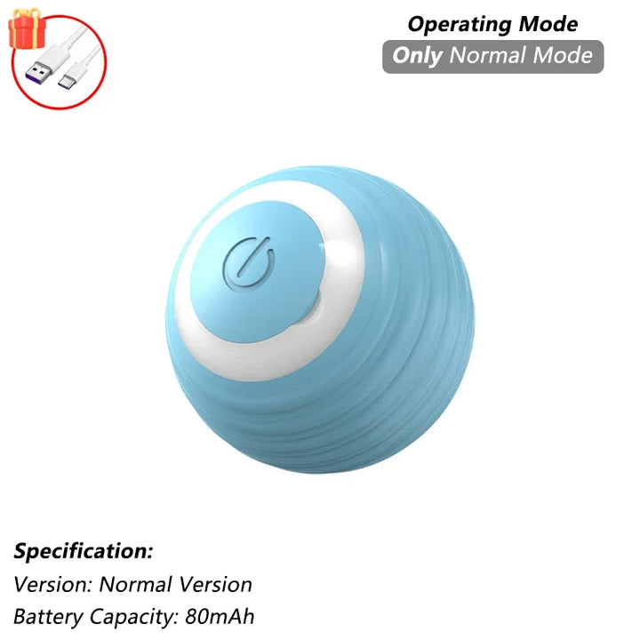 Blue Cat Ball Toy with white band and USB cable icon