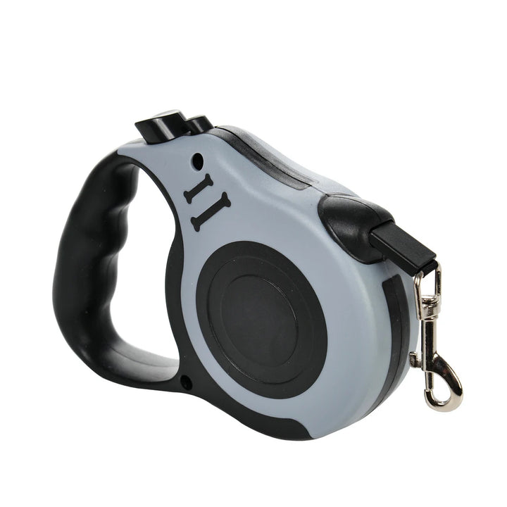 Retractable dog leash with gray and black design