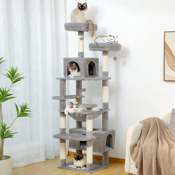 Large Cat Tree and Tower for Indoor Cats – 72" Multi-Level Condo with Hammock, Perches & Sisal Scratching Posts