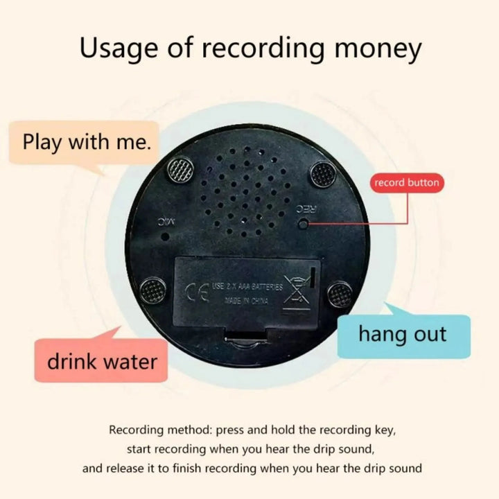 Diagram of a Dog Communication Button with text indicating its functions and usage.