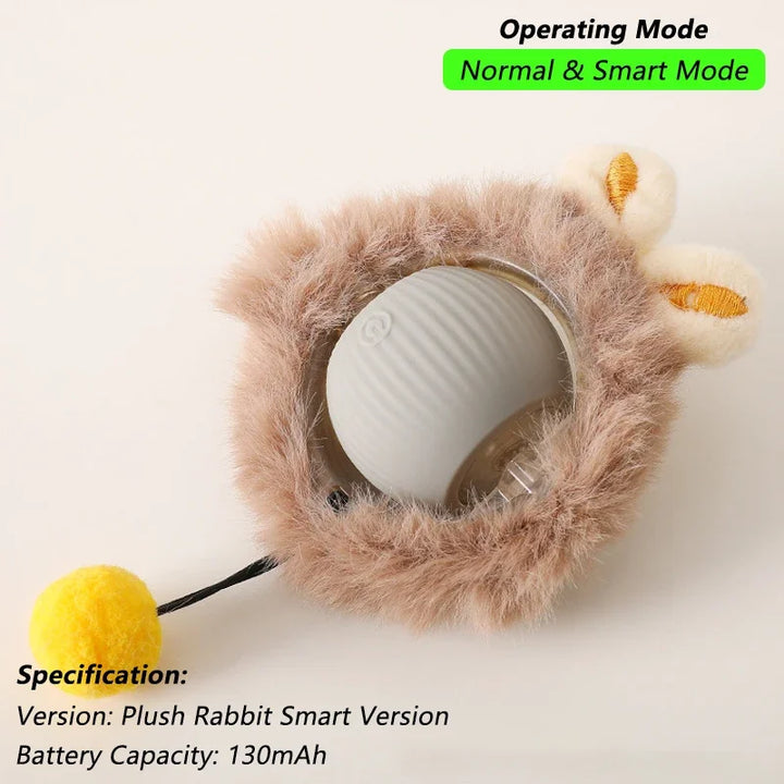 lush rabbit-shaped cat toy with electronic ball