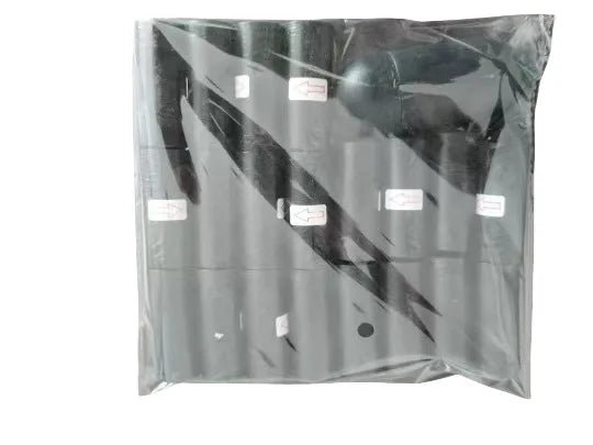Clear plastic bag with a black object inside