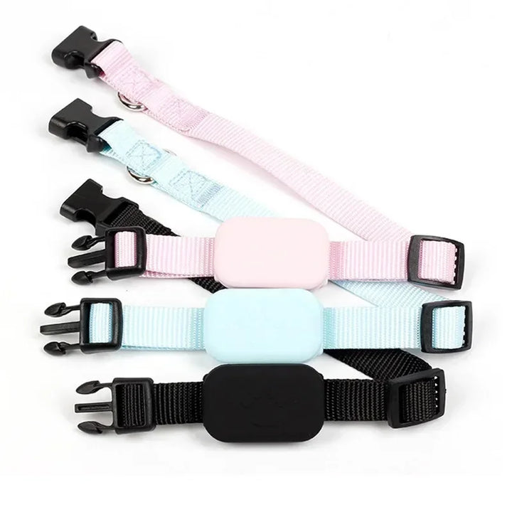 Set of Dog GPS collar, pink, blue and black.