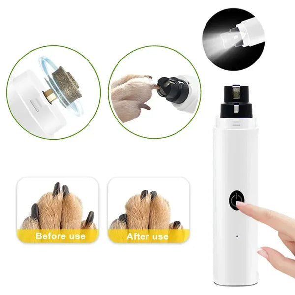 Dog Nail grinder with before and after use