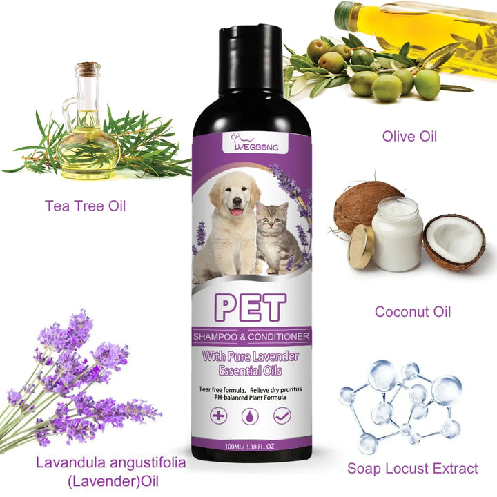 Pet shampoo and conditioner with olive oil
