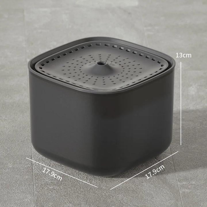 Black square container with perforated lid 