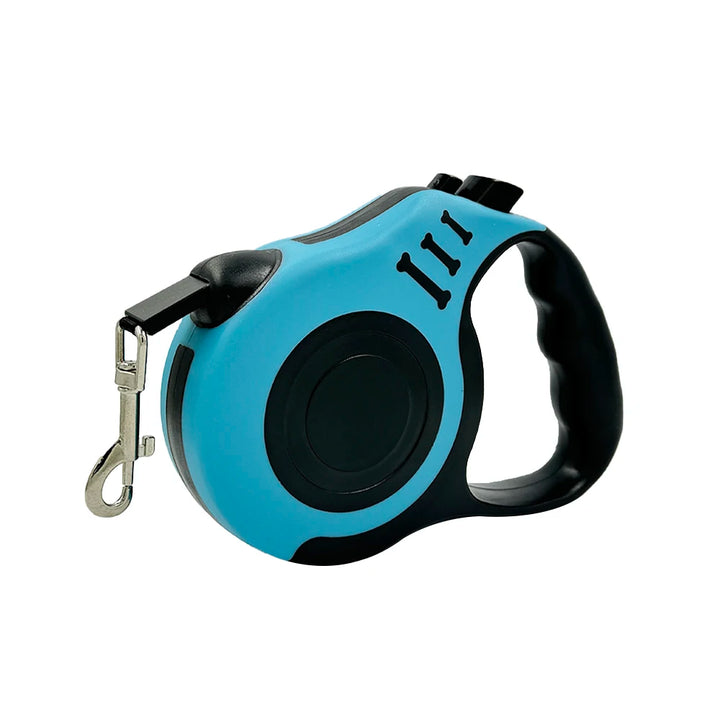 Blue and black retractable dog leash