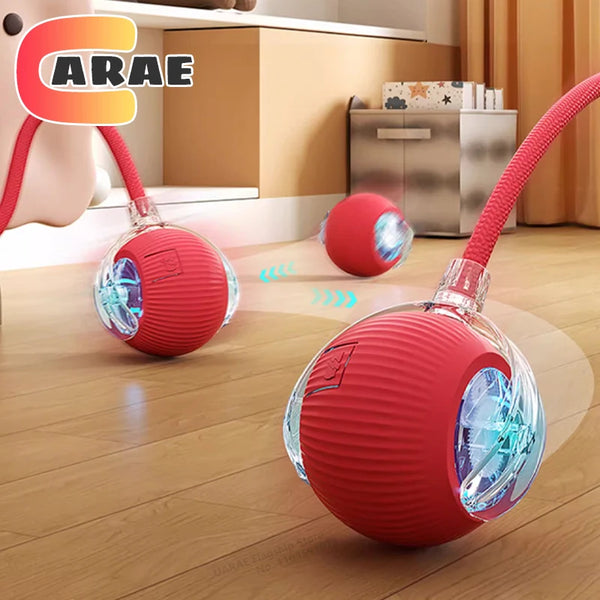 Red exercise ball with handle on wooden floor