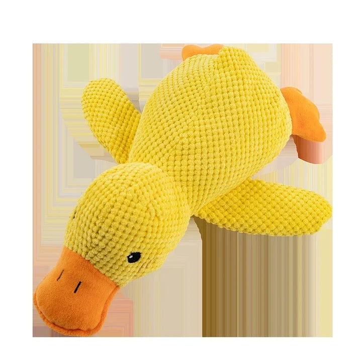 Yellow plush duck toy
