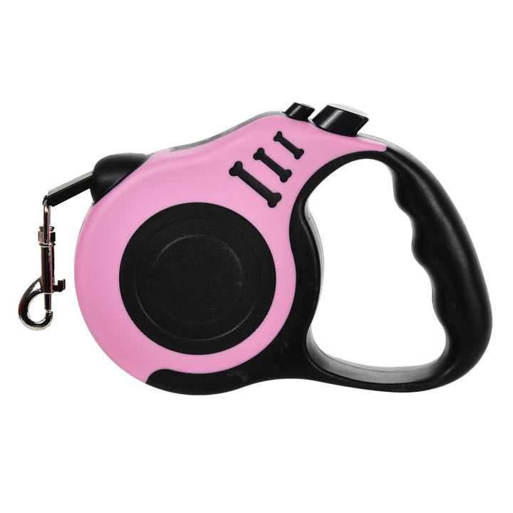 Pink and black retractable dog leash