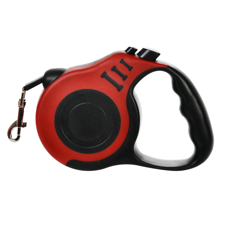 Red and black retractable dog leash
