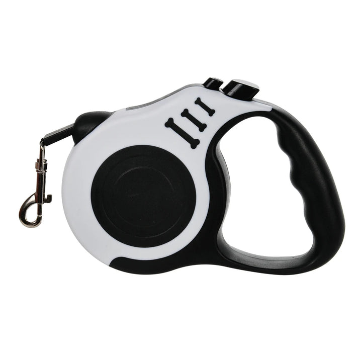 White and Black retractable dog leash