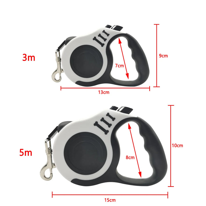 Measurement chart of a retractable dog leash