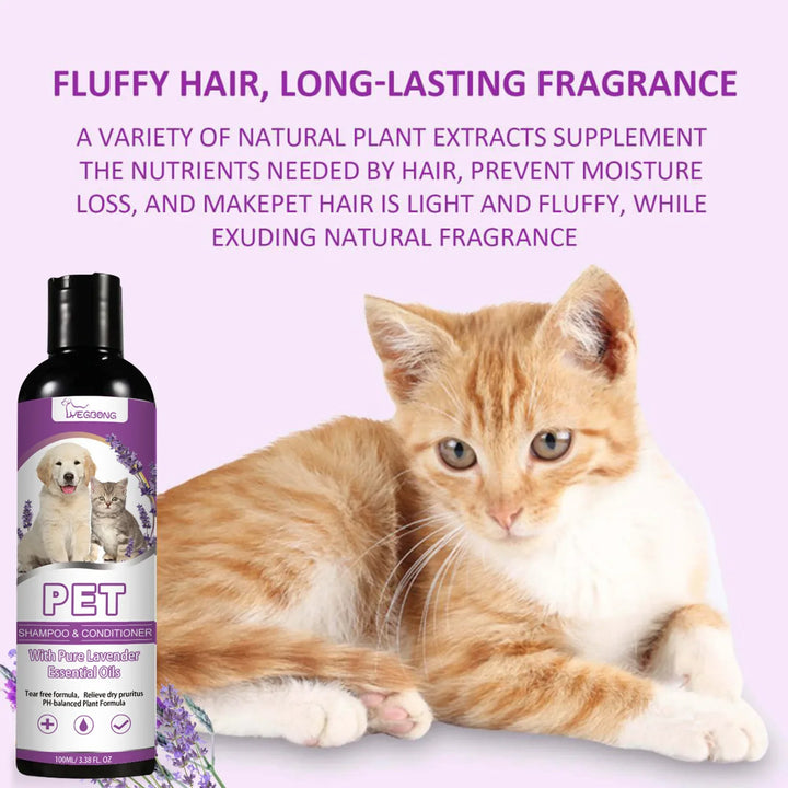 Pet shampoo bottle with a cat