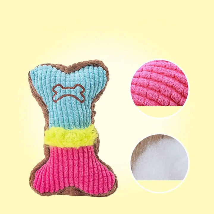 Close-up of colorful knitted Dog Chew Toy