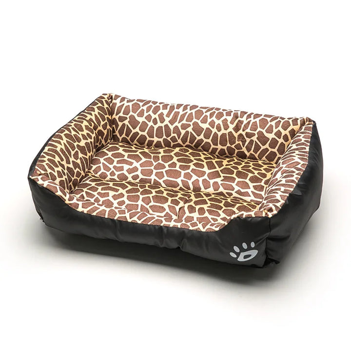 large dog bed with giraffe pattern