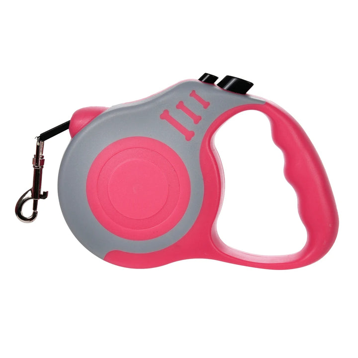 Pink and gray retractable dog leash