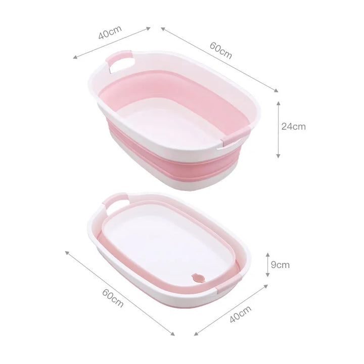 Pink and White Dog Bath Tub with Measurements